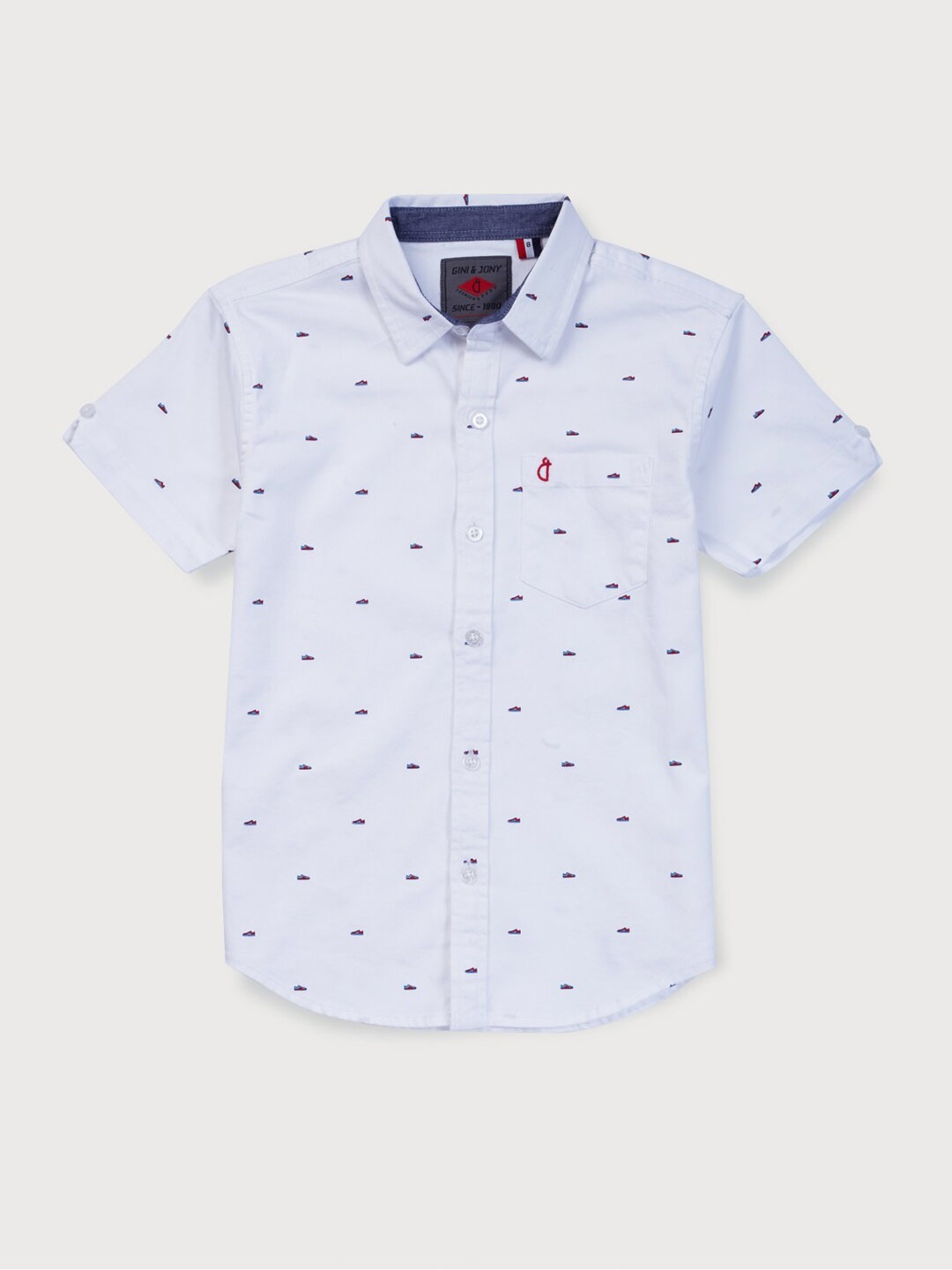 

Gini and Jony Infants Boys Micro Ditsy Printed Cotton Casual Shirt, White