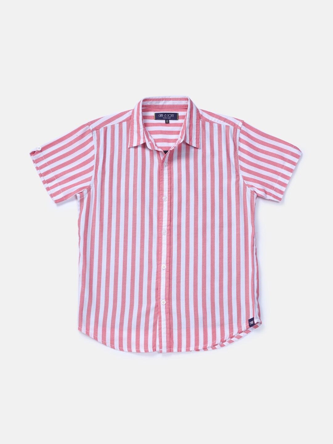 

Gini and Jony Boys Vertical Striped Cotton Shirt, Red