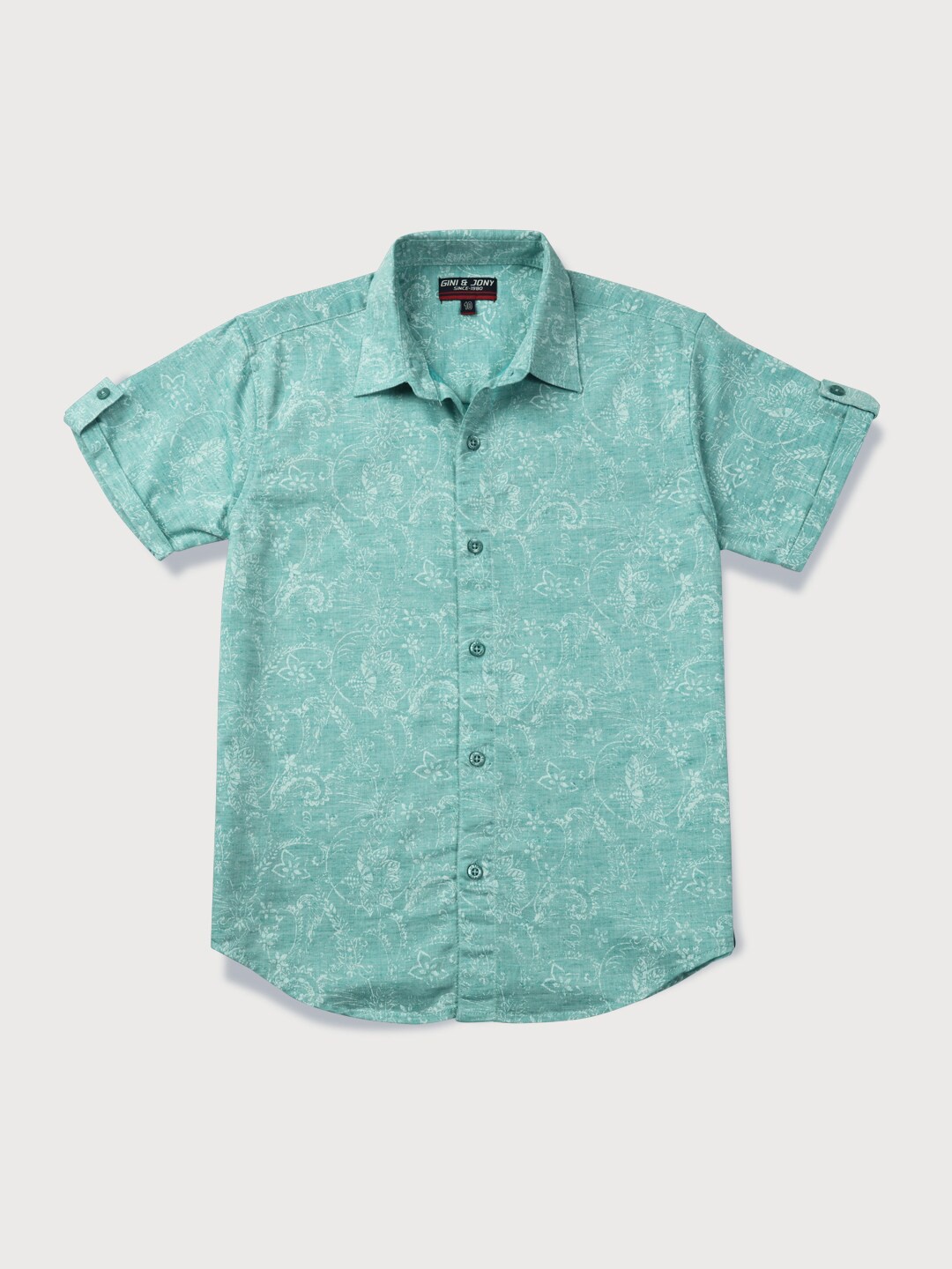

Gini and Jony Infants Boys Floral Printed Cotton Casual Shirt, Sea green