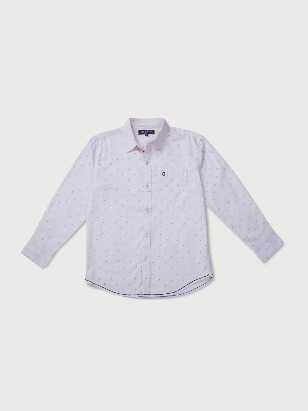 

Gini and Jony Boys Ditsy Printed Spread Collar Long Sleeves Opaque Casual Cotton Shirt, Peach