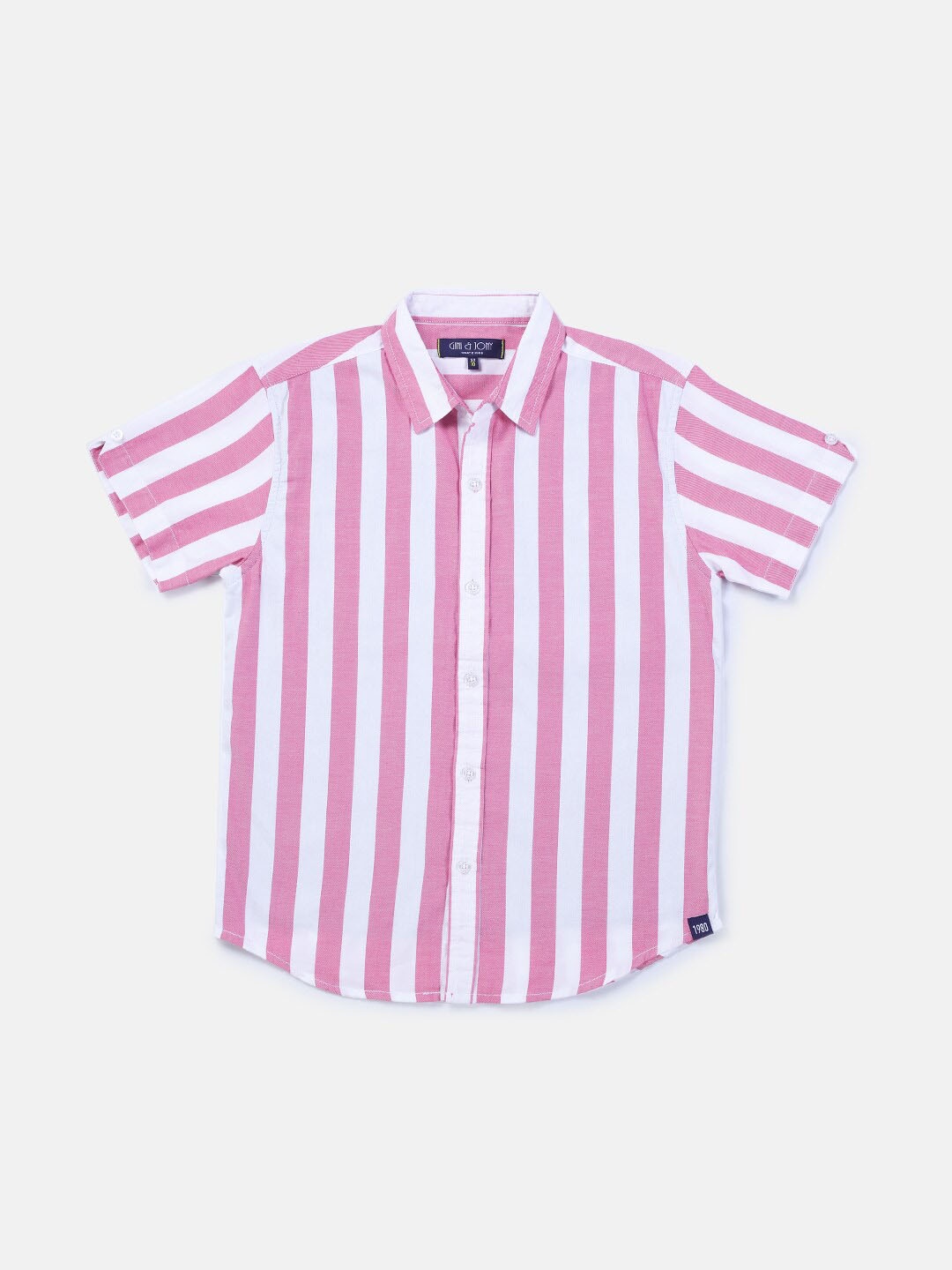 Gini and Jony Boys Striped Spread Collar Opaque Casual Cotton Shirt, Pink