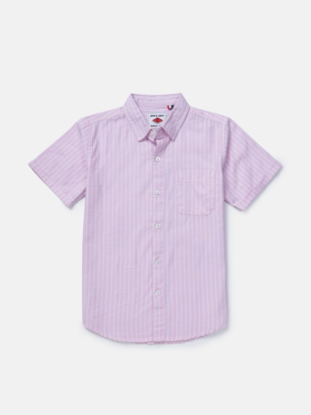 

Gini and Jony Boys Pink Opaque Striped Casual Shirt