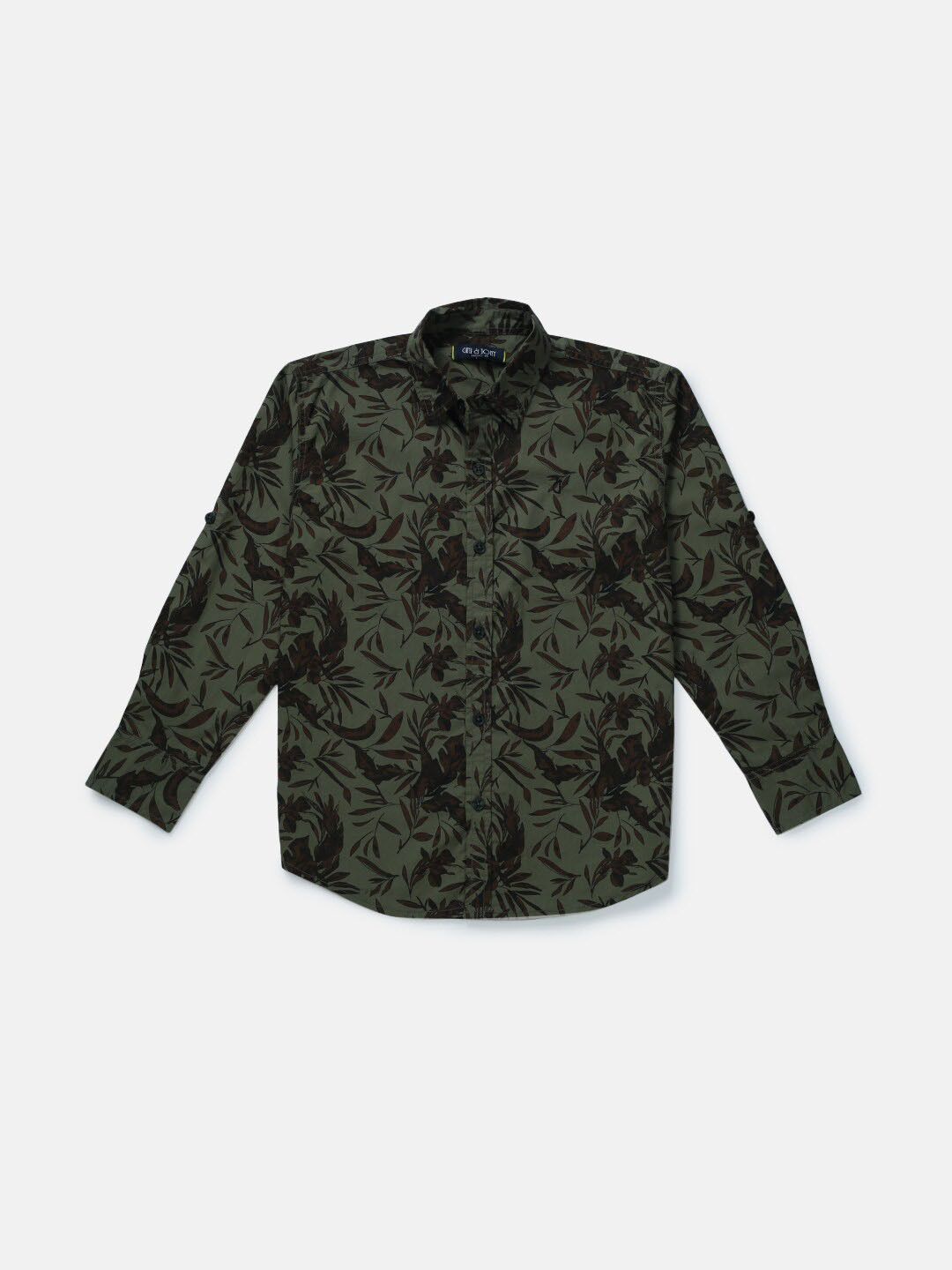 

Gini and Jony Boys Floral Printed Cotton Casual Shirt, Olive