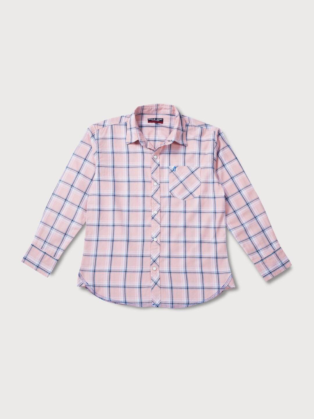 

Gini and Jony Boys Windowpane Checks Cotton Casual Shirt, Pink