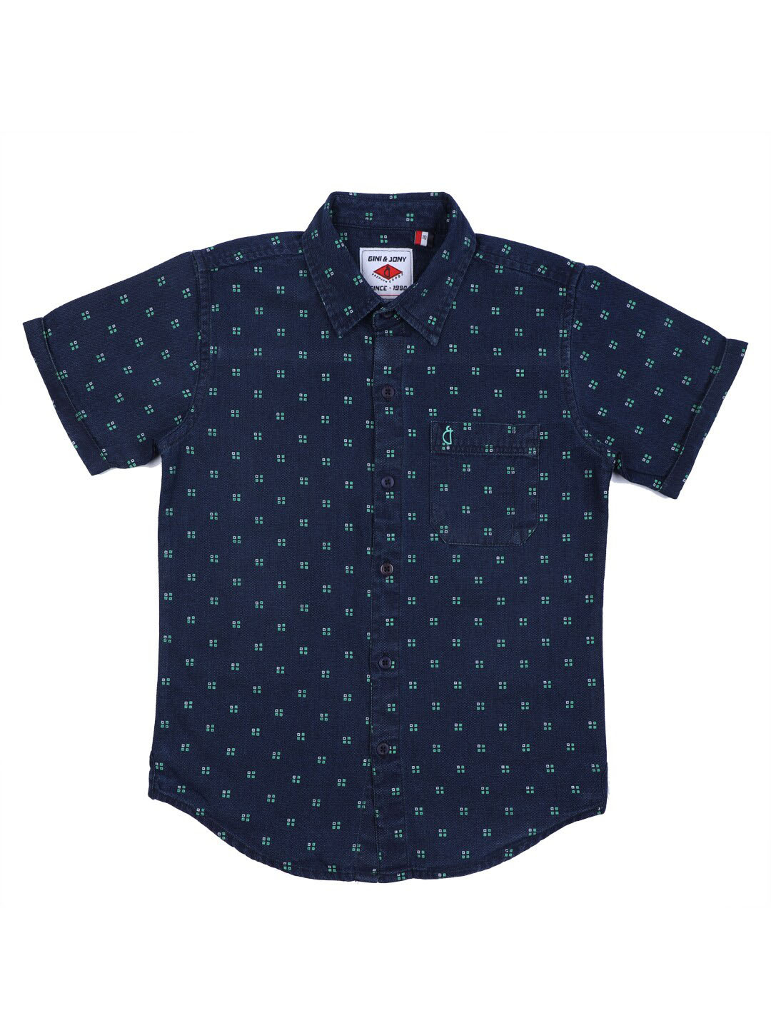 

Gini and Jony Boys Micro Ditsy Printed Cotton Casual Shirt, Navy blue