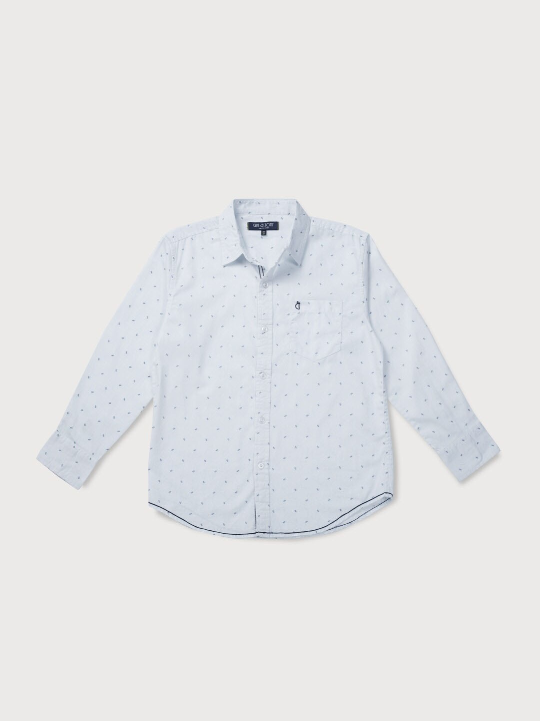 Gini and Jony Boys Blue Opaque Printed Casual Shirt
