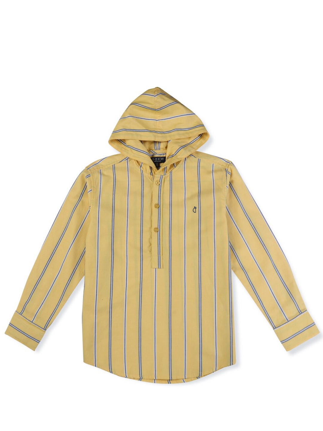 

Gini and Jony Boys Striped Hooded Cotton Casual Shirt, Yellow