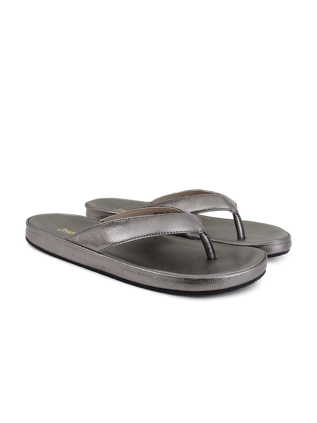 

PEPITOES Women Textured Comfort Open Toe Flats, Grey