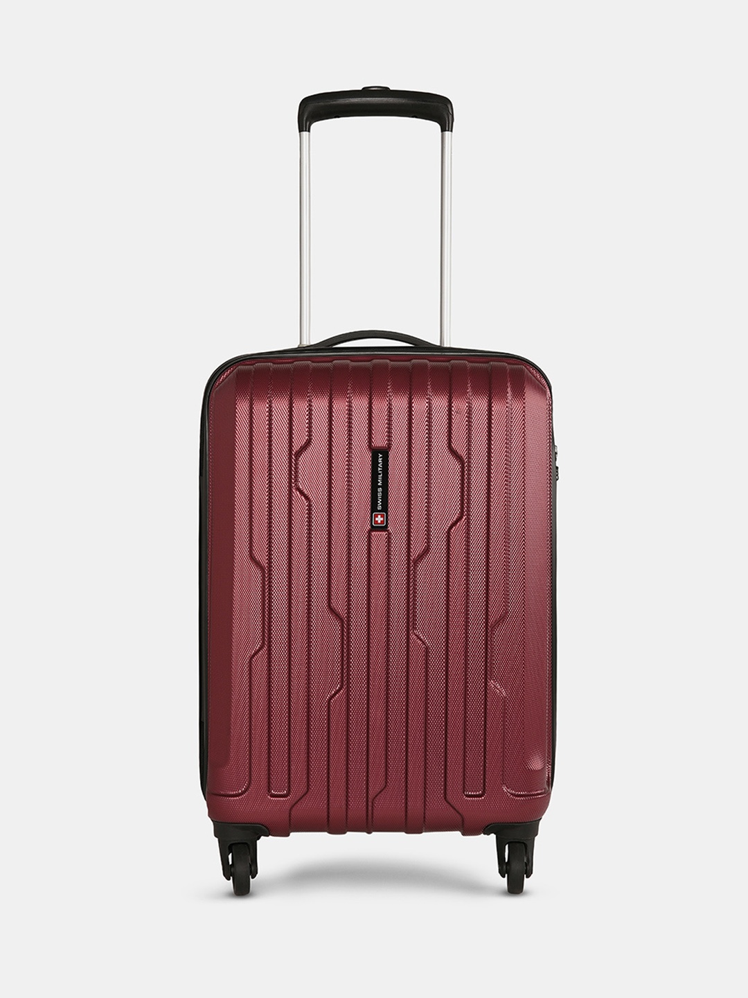 

SWISS MILITARY Textured Hard-Sided Cabin Trolley Suitcase, Red