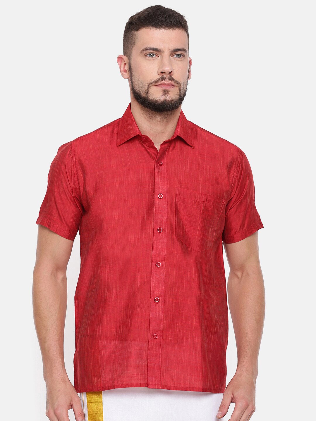 

Cross Court Slim Fit Pure Cotton Shirt, Red