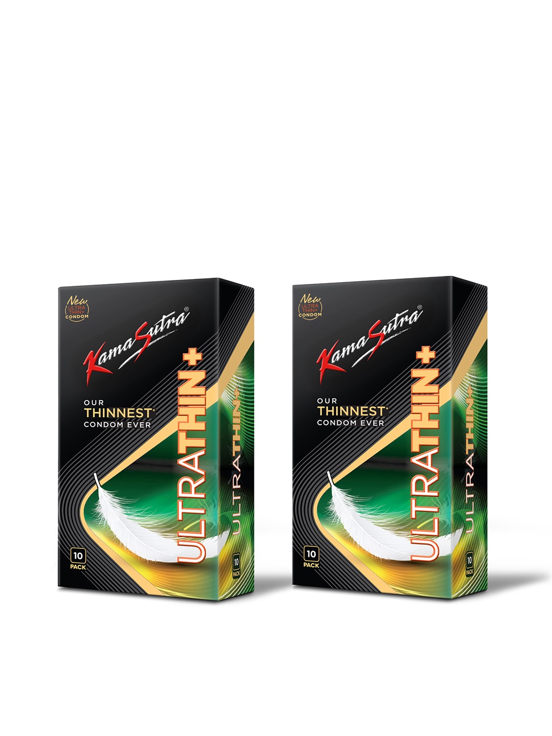 

KamaSutra Set Of 2 UltraThin+ Thinnest Ever Condoms - 10Pcs Each, Black