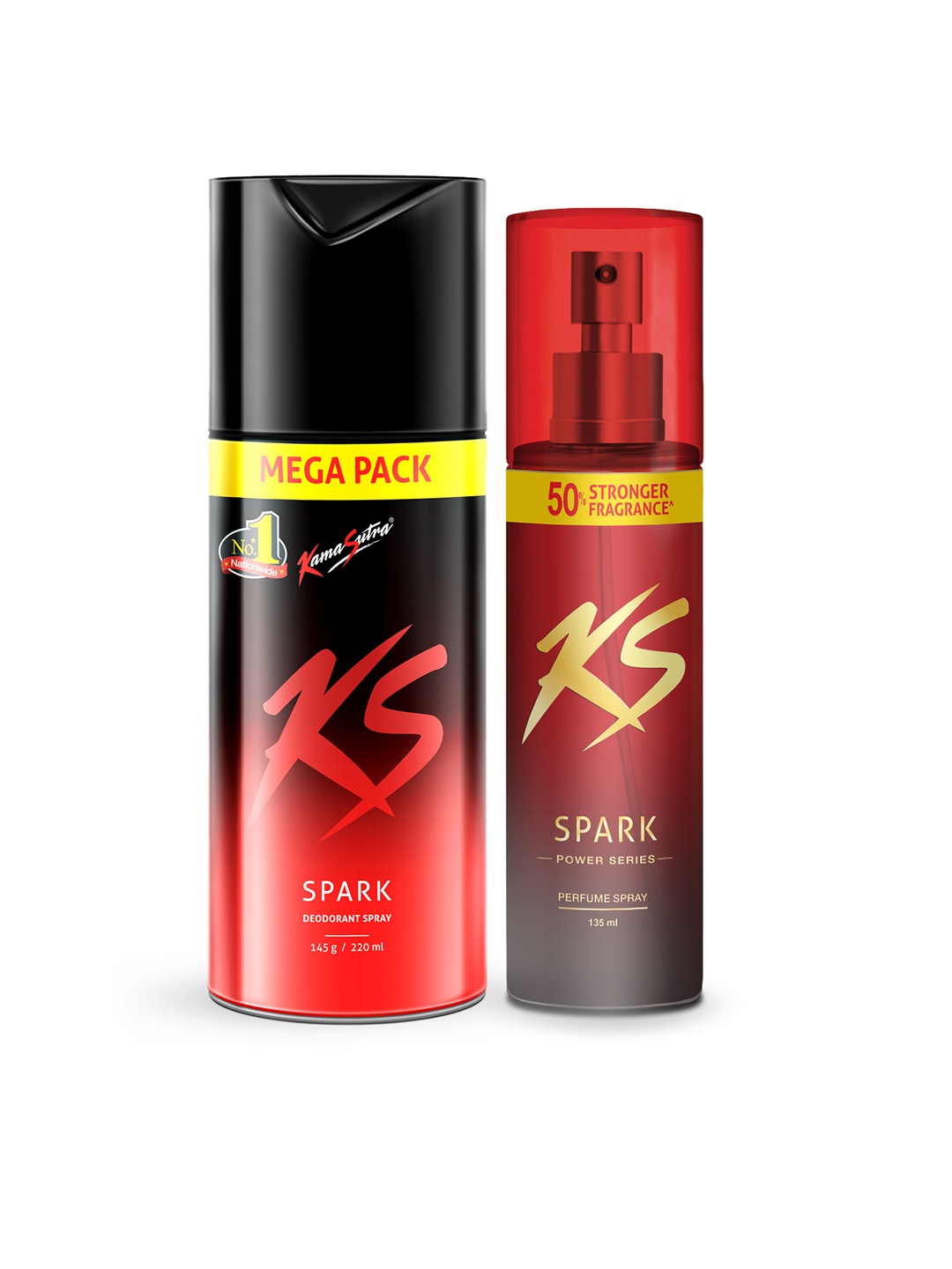 

KamaSutra Set of 2 Deodorant Spray - Spark Power Series 135ml & Spark 220ml, Red