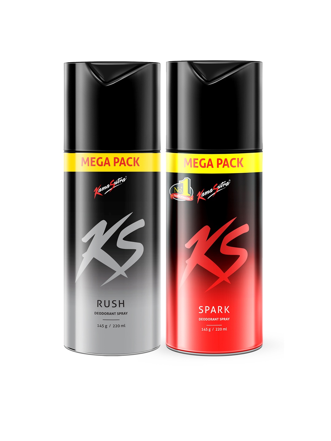 

KamaSutra Set of Rush & Spark Long Lasting Deodorant Spray - 220 ml each, Black