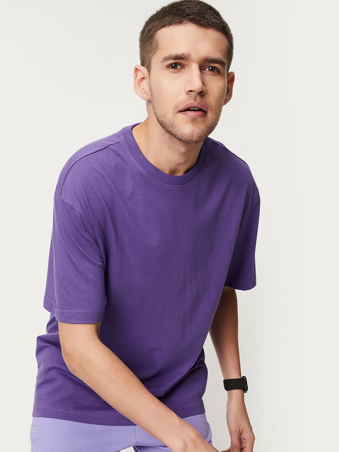 

max Round Neck Short Sleeve Oversize T-shirt, Purple