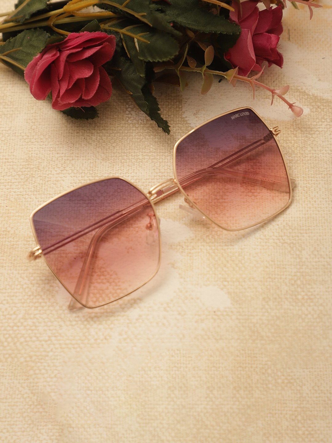 

MARC LOUIS Women Lens & Butterfly Sunglasses with UV Protected Lens ML B85-38, Gold