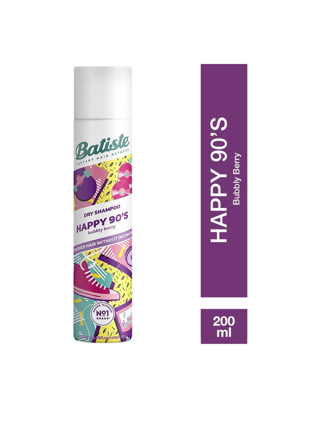 

Batiste Instant Hair Refresh Happy 90's Bubbly Berry Dry Shampoo - 200 ml, White