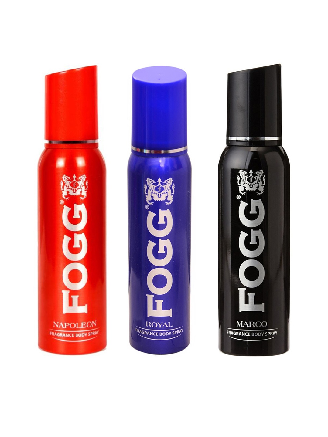 

Fogg Men Set of 3 Fragrance Body Spray 150ml each - Marco + Royal + Napoleon, Black