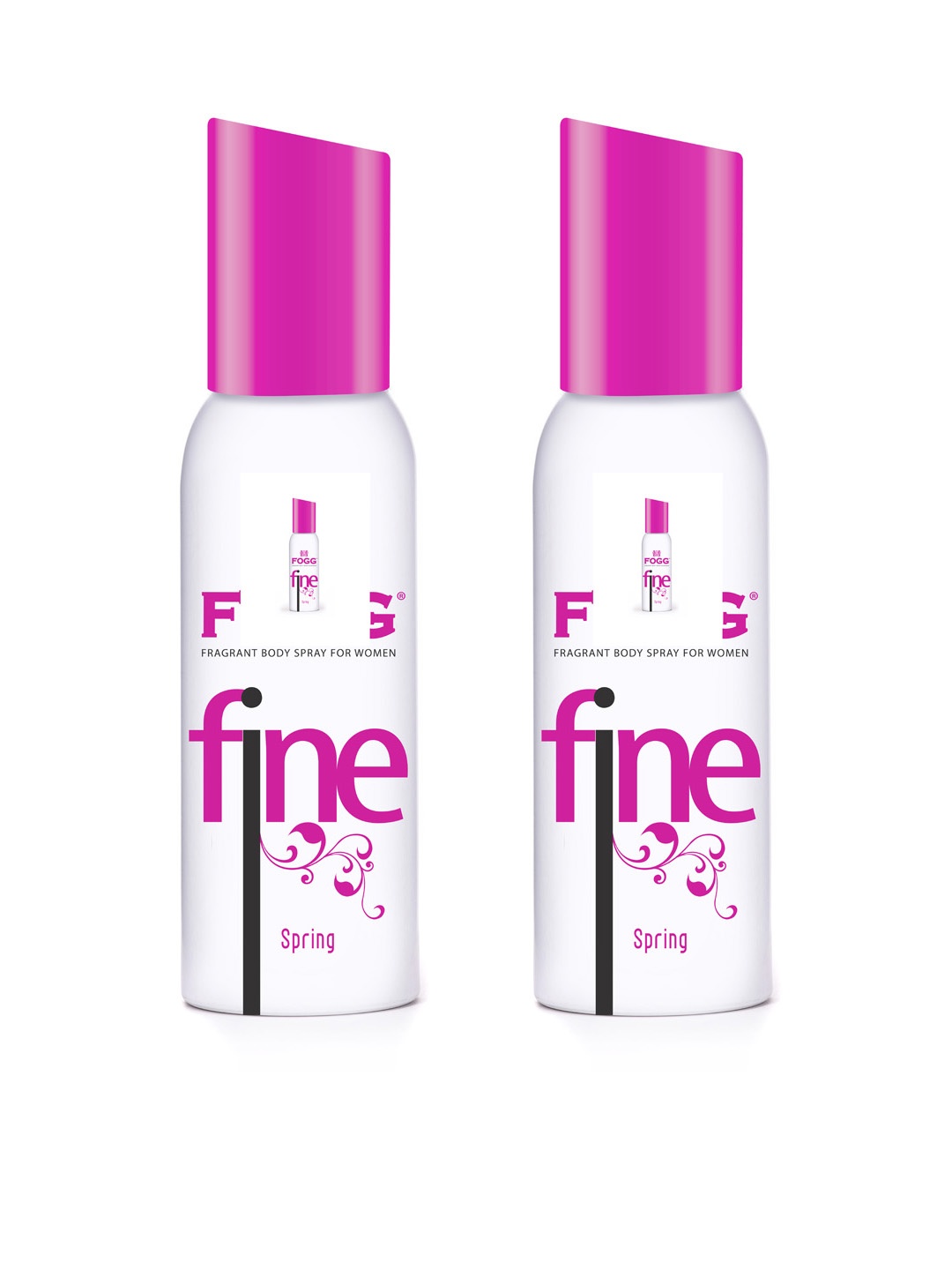 

Fogg Women Set of 2 Fine Spring Deodorant Body Spray - 120 ml each, White