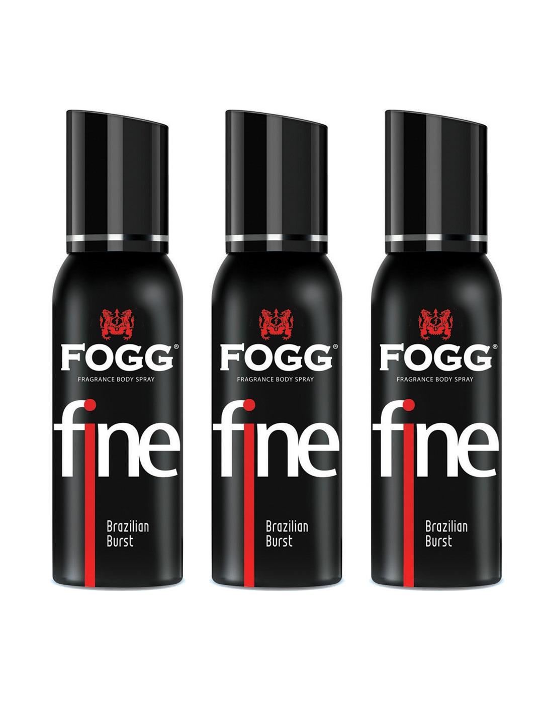 

Fogg Men Set Of 3 Fine Brazilian Burst Deodorant Body Spray - 120ml Each, Black