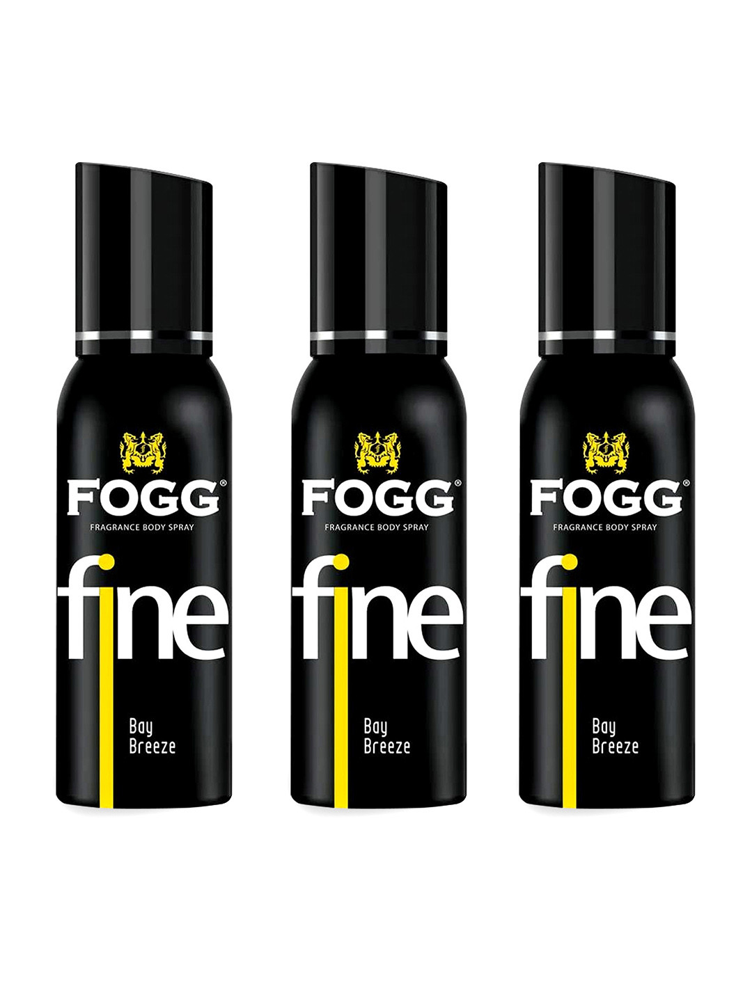 

Fogg Men Set of 3 Fine Bay Breeze Fragrance Body Spray - 120 ml Each, Black