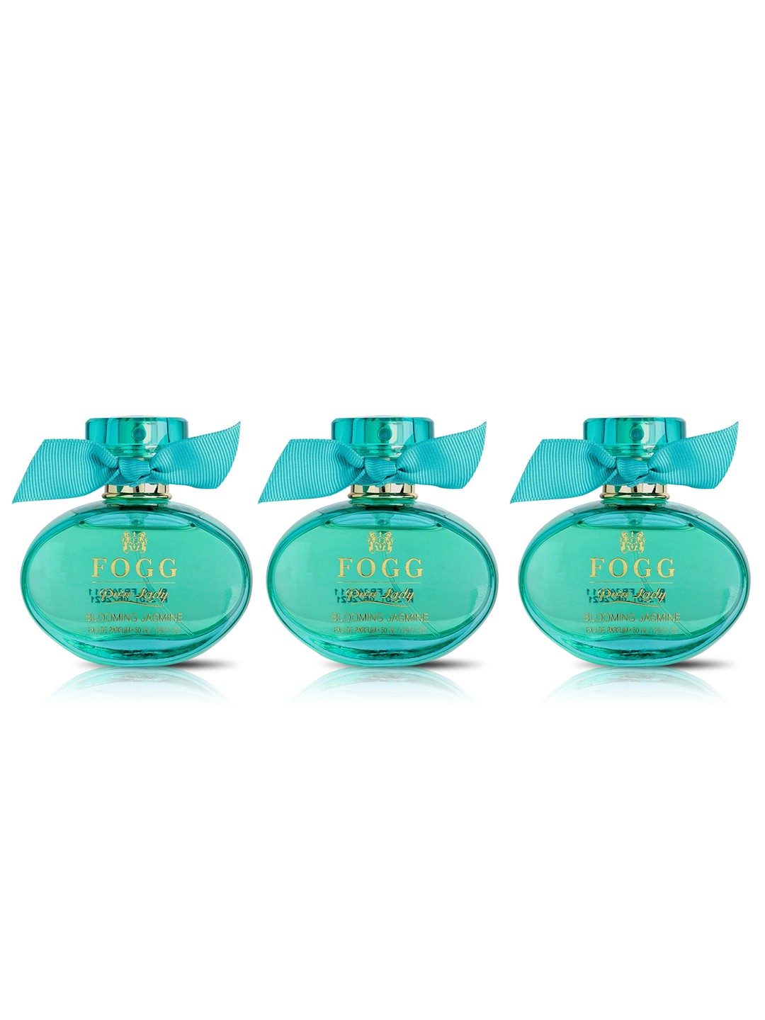

Fogg Women Set of 3 PureLady Blooming Jasmine Eau De Parfum - 50 ml Each, Turquoise blue