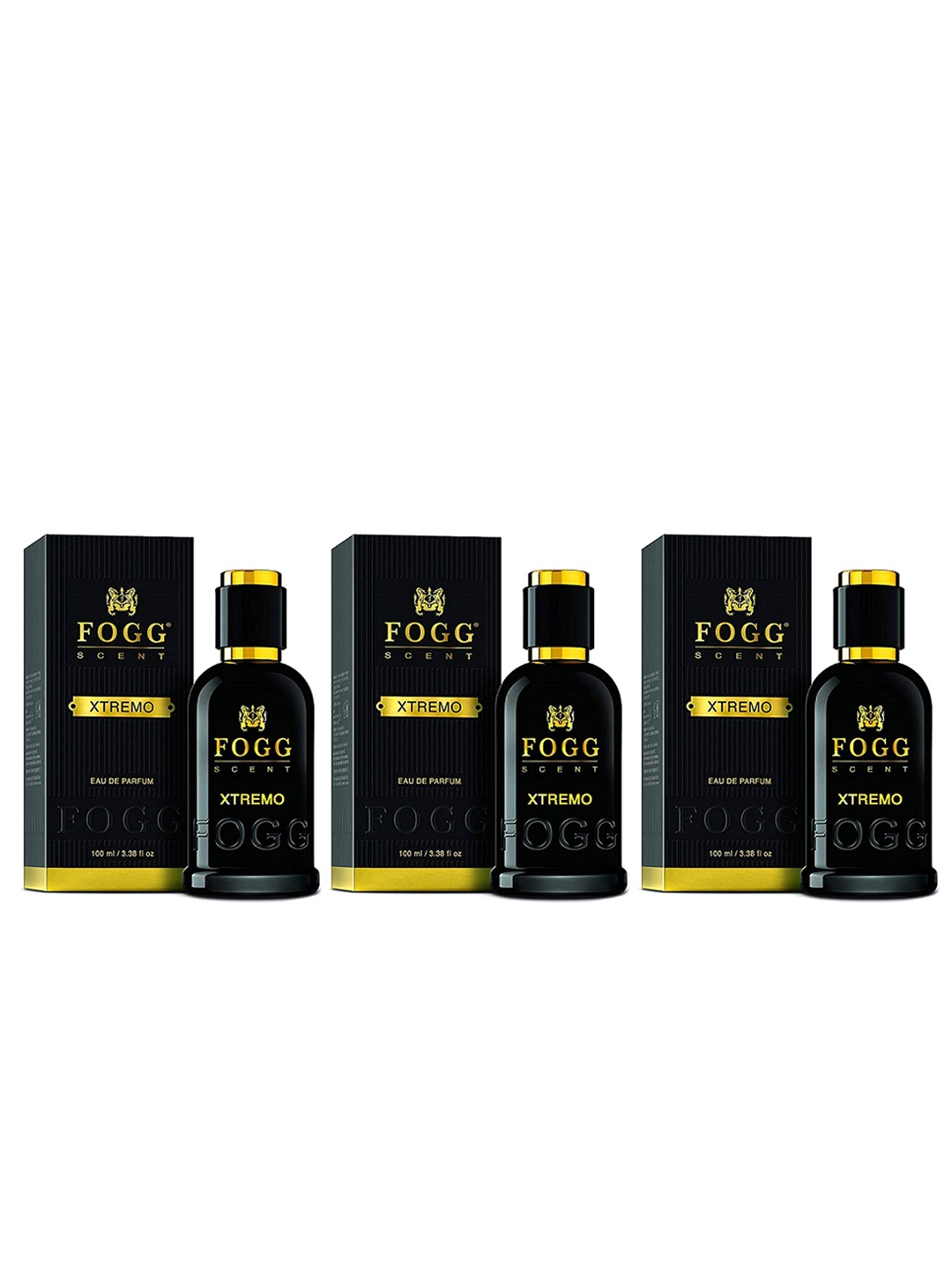 

Fogg Scent Men Set of 3 Xtremo Eau De Parfum - 100 ml Each, Black