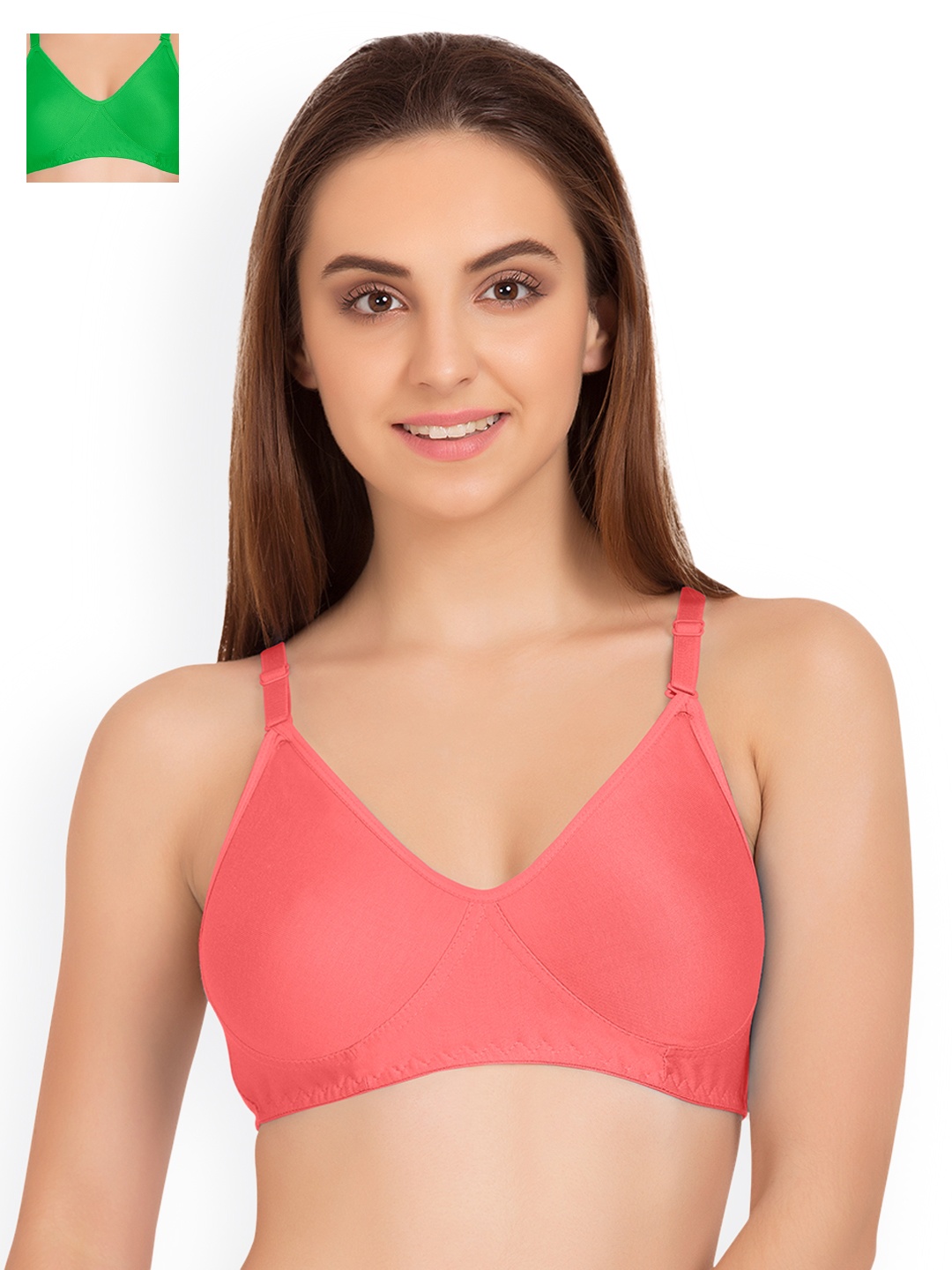 

Tweens Pack of 2 Full-Coverage T-shirt Bras TW9253CRL-2PC-GR, Coral