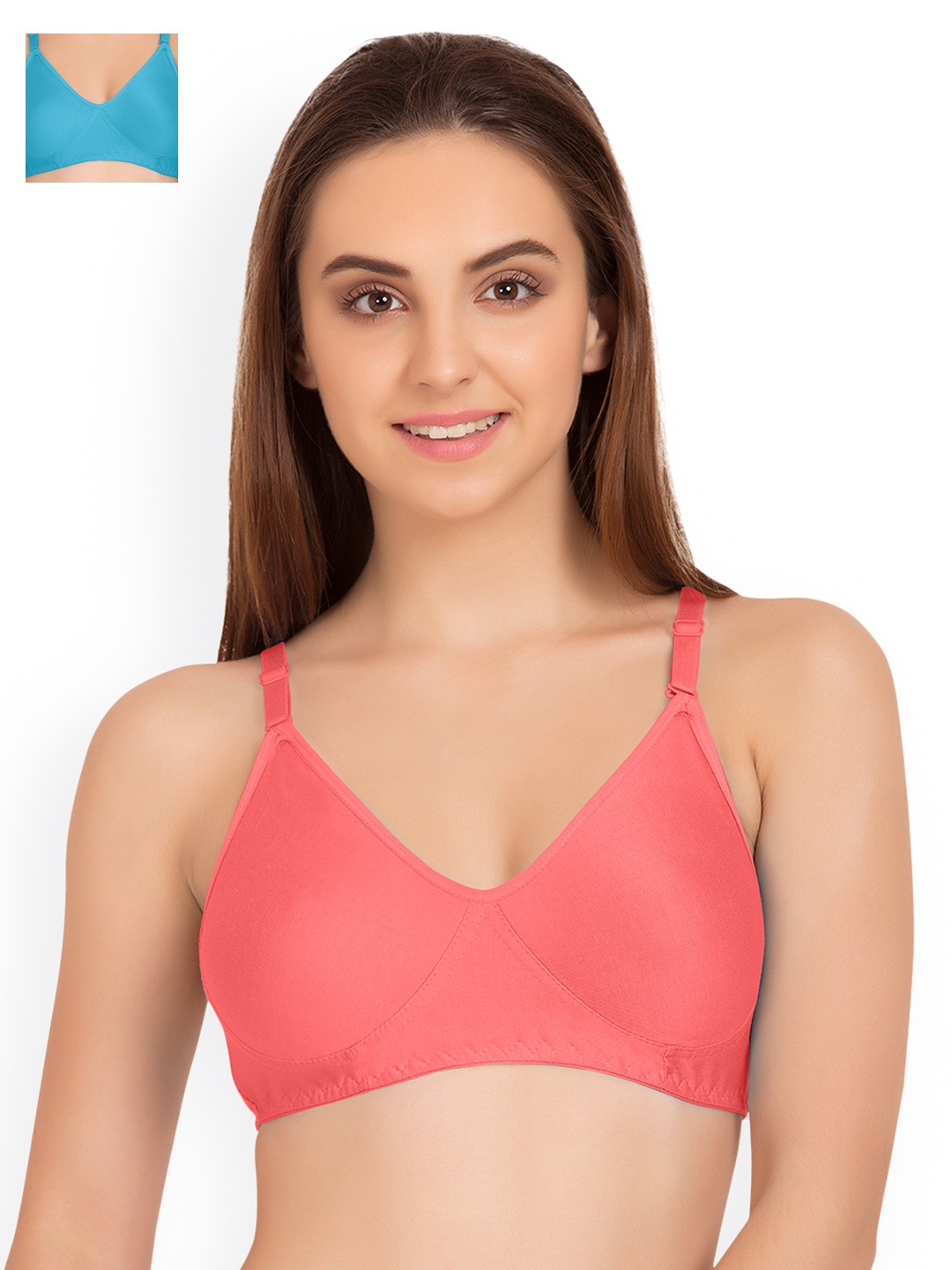 

Tweens Pack of 2 Full-Coverage T-shirt Bras TW9253CRL-2PC-TBLU, Coral