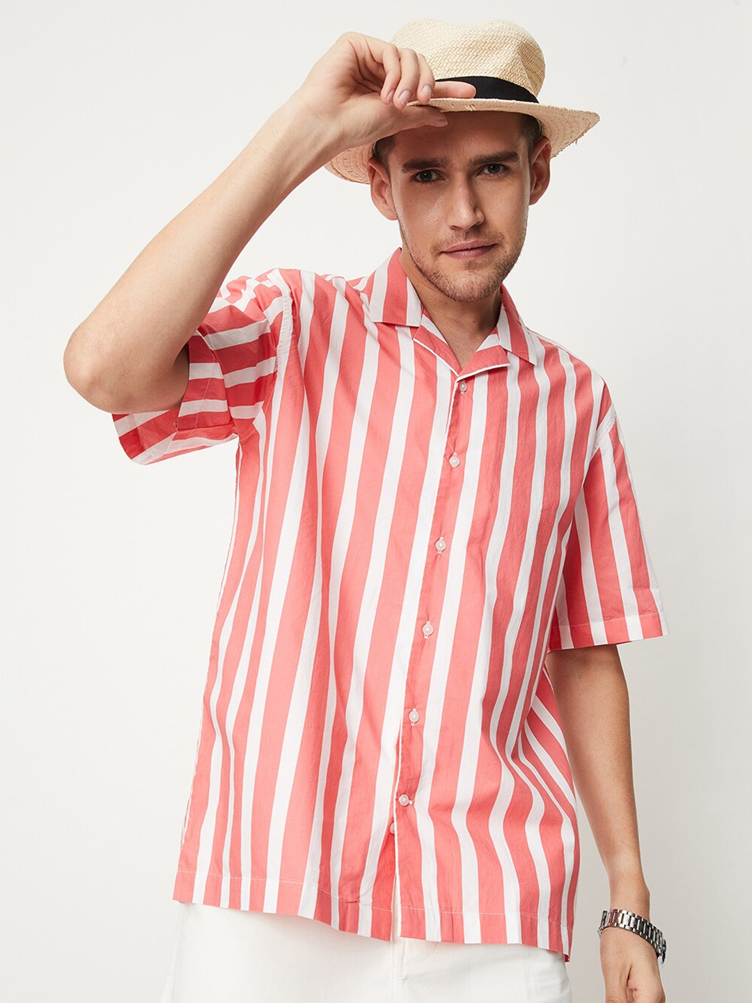 

max Striped Pure Cotton Casual Shirt, Pink
