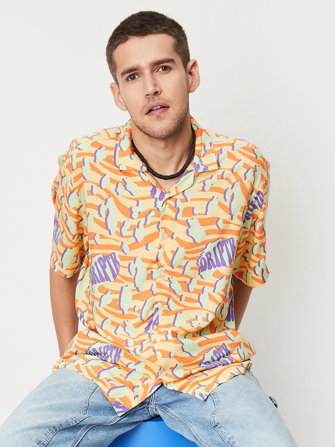 

max Abstract Printed Casual Shirt, Orange