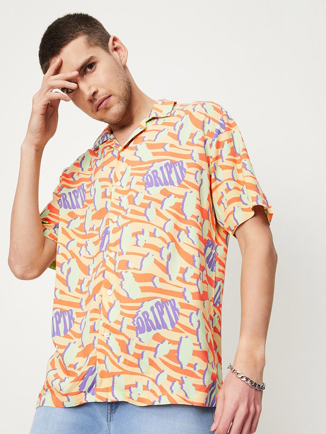 

max Abstract Printed Casual Shirt, Orange