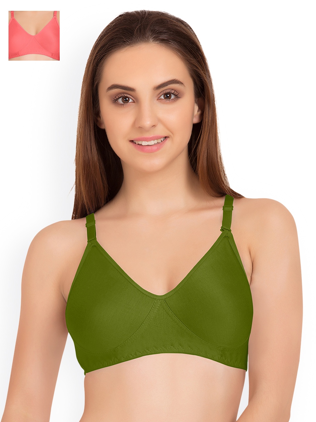 

Tweens Pack of 2 Full-Coverage T-shirt Bras TW9253OLV-2PC-CRL, Olive
