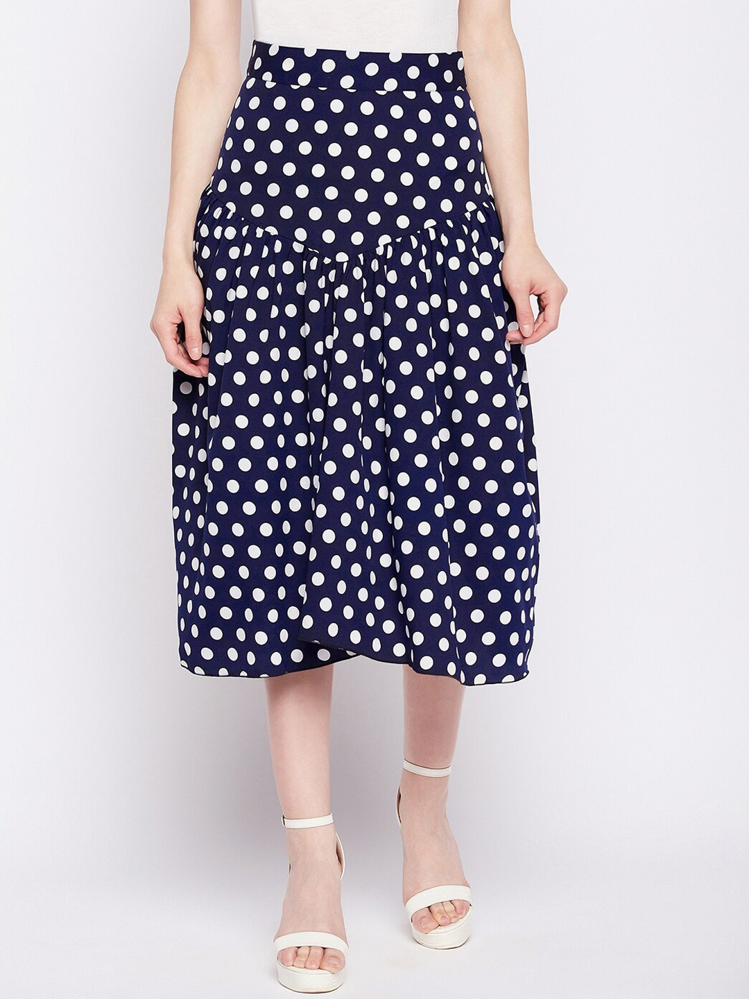 

NABIA Geometric Printed Midi Flared Skirt, Blue