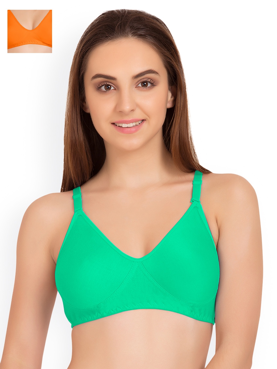 

Tweens Pack of 2 Full-Coverage T-shirt Bras TW9253ORG-2PC-CGRN, Orange