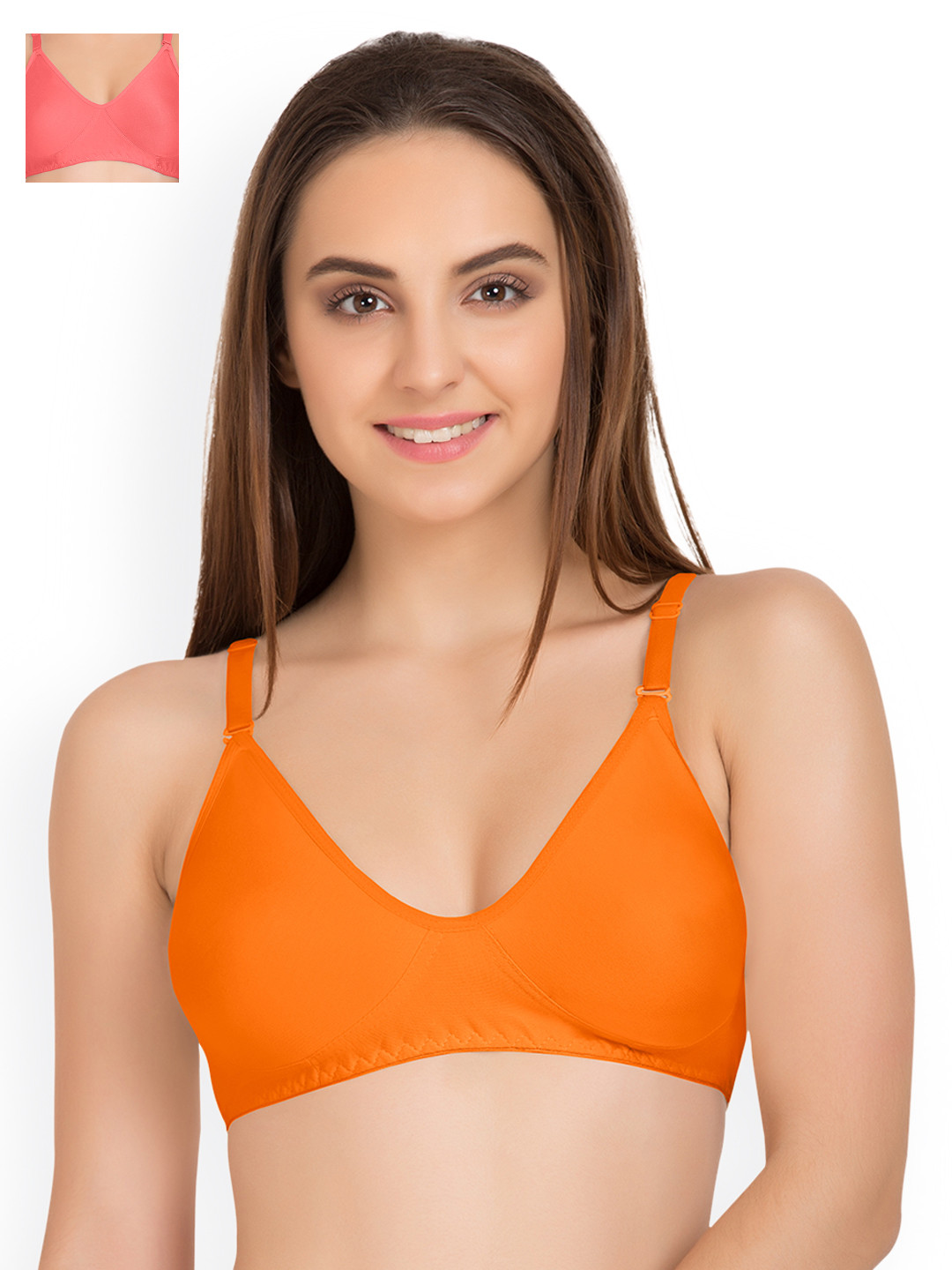 

Tweens Pack of 2 Full-Coverage T-shirt Bras TW9253ORG-2PC-CRL, Orange