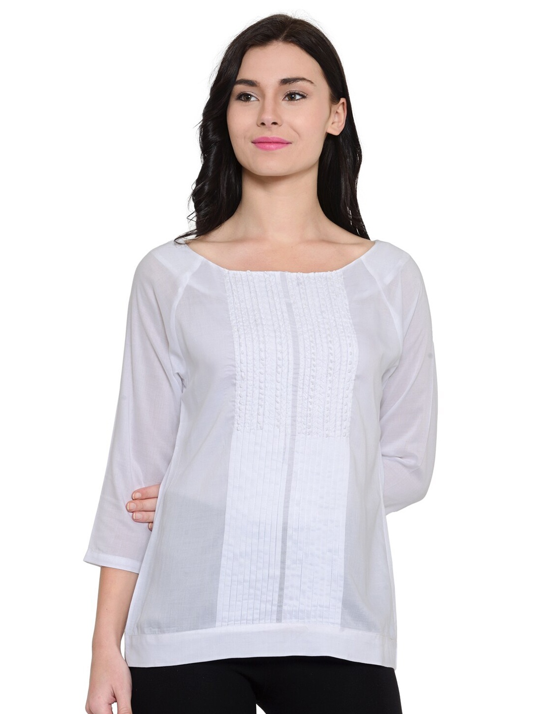 

Zastraa White Crepe Top
