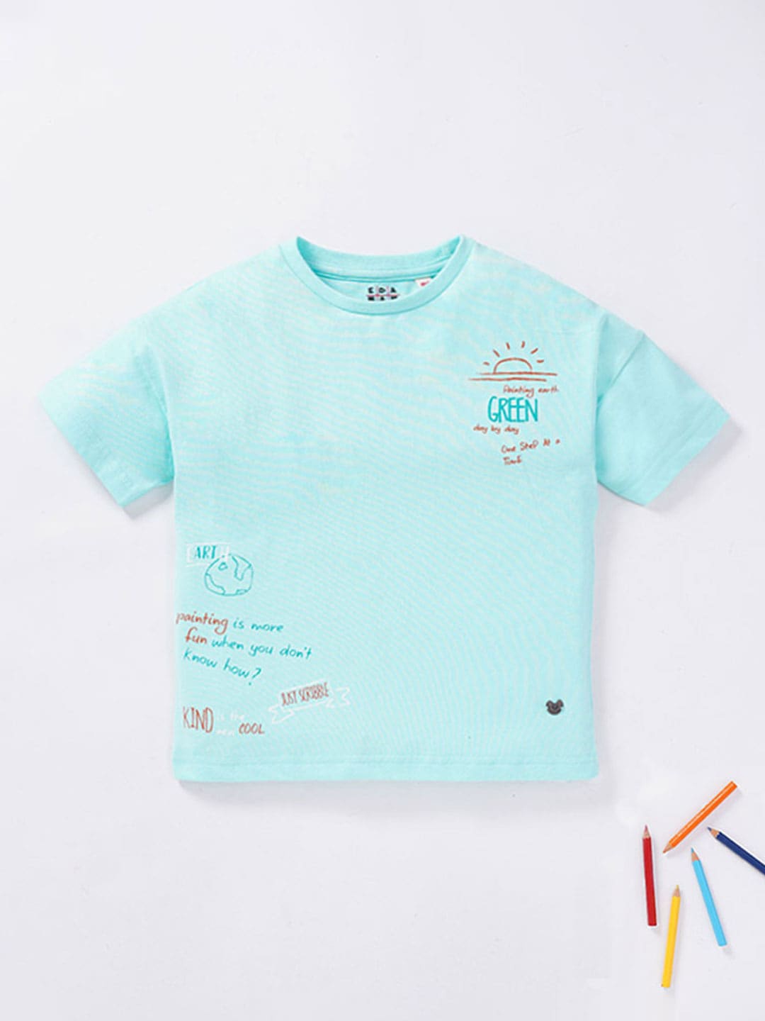

Ed-a-Mamma Boys Typography Printed Round Neck Cotton T-shirt, Blue