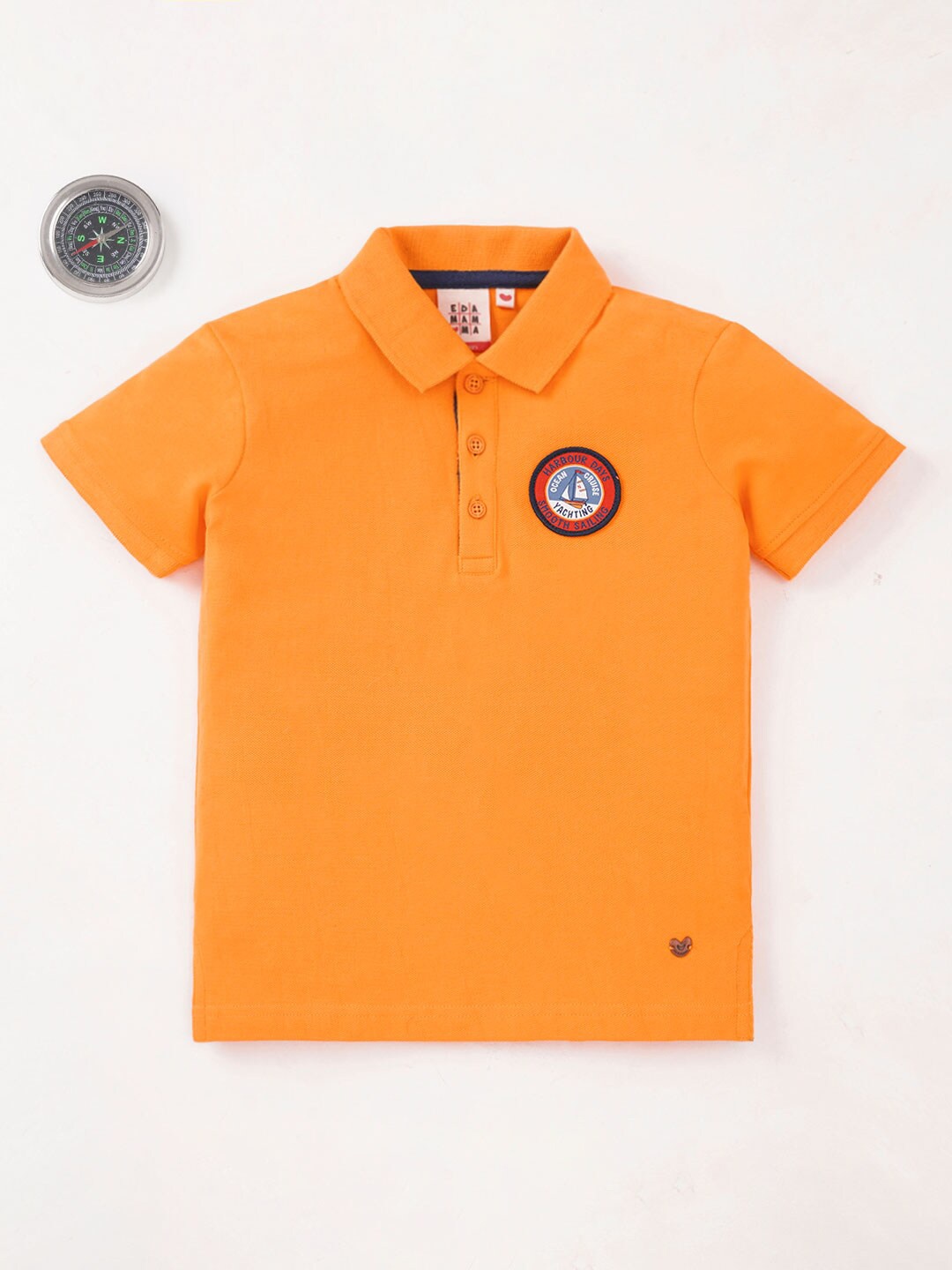 

Ed-a-Mamma Boys Polo Collar Short Sleeves Cotton T-shirt, Orange
