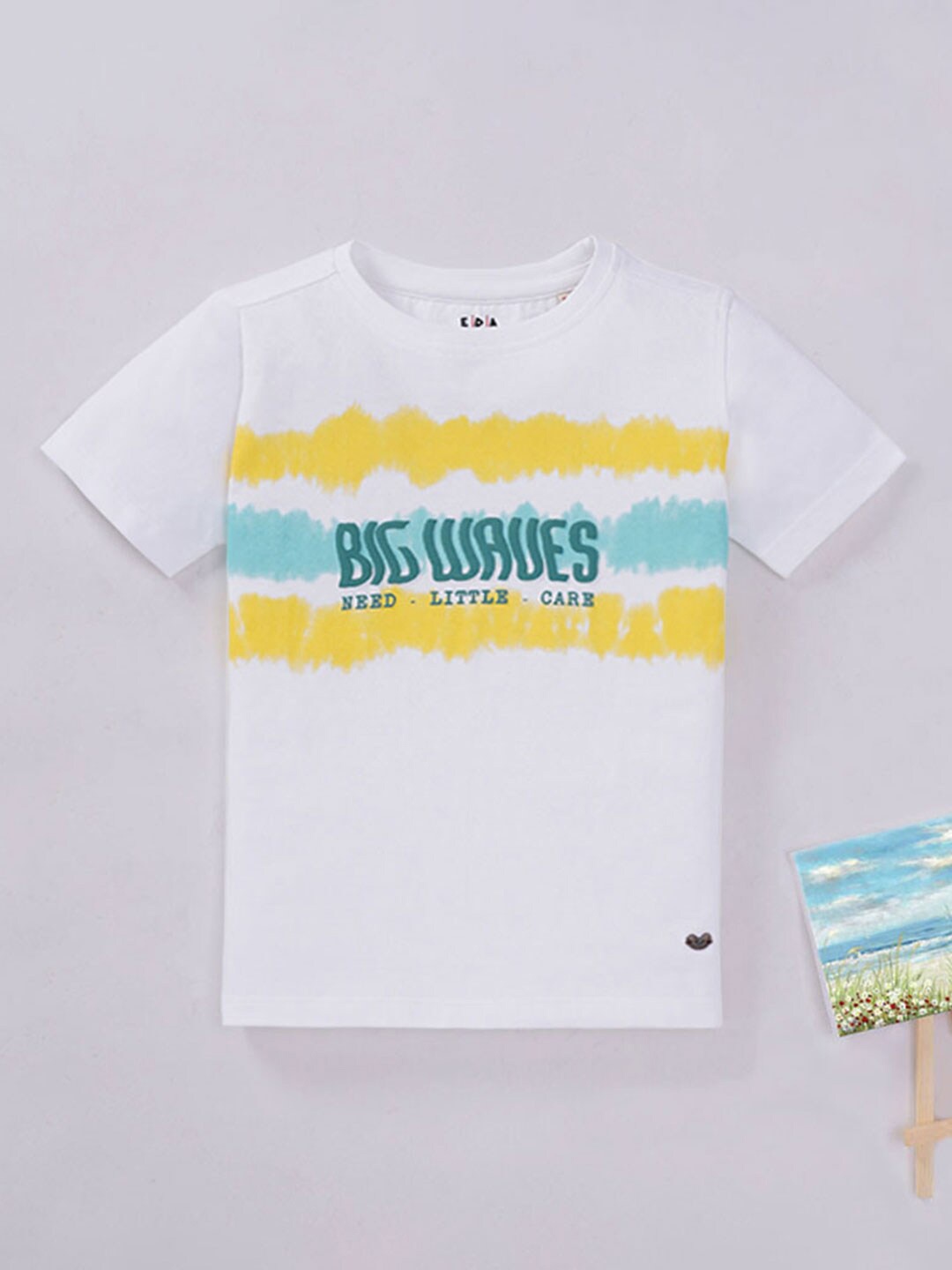 

Ed-a-Mamma Boys Typography Printed Round Neck Cotton T-shirt, White