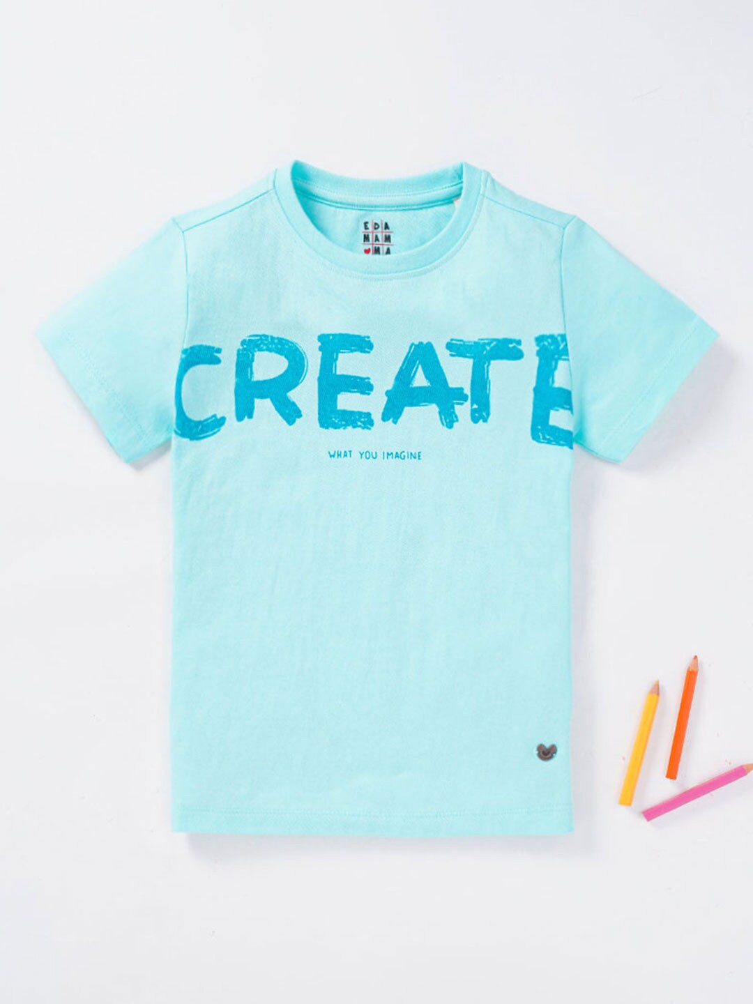 

Ed-a-Mamma Boys Typography Printed Cotton T-shirt, Blue