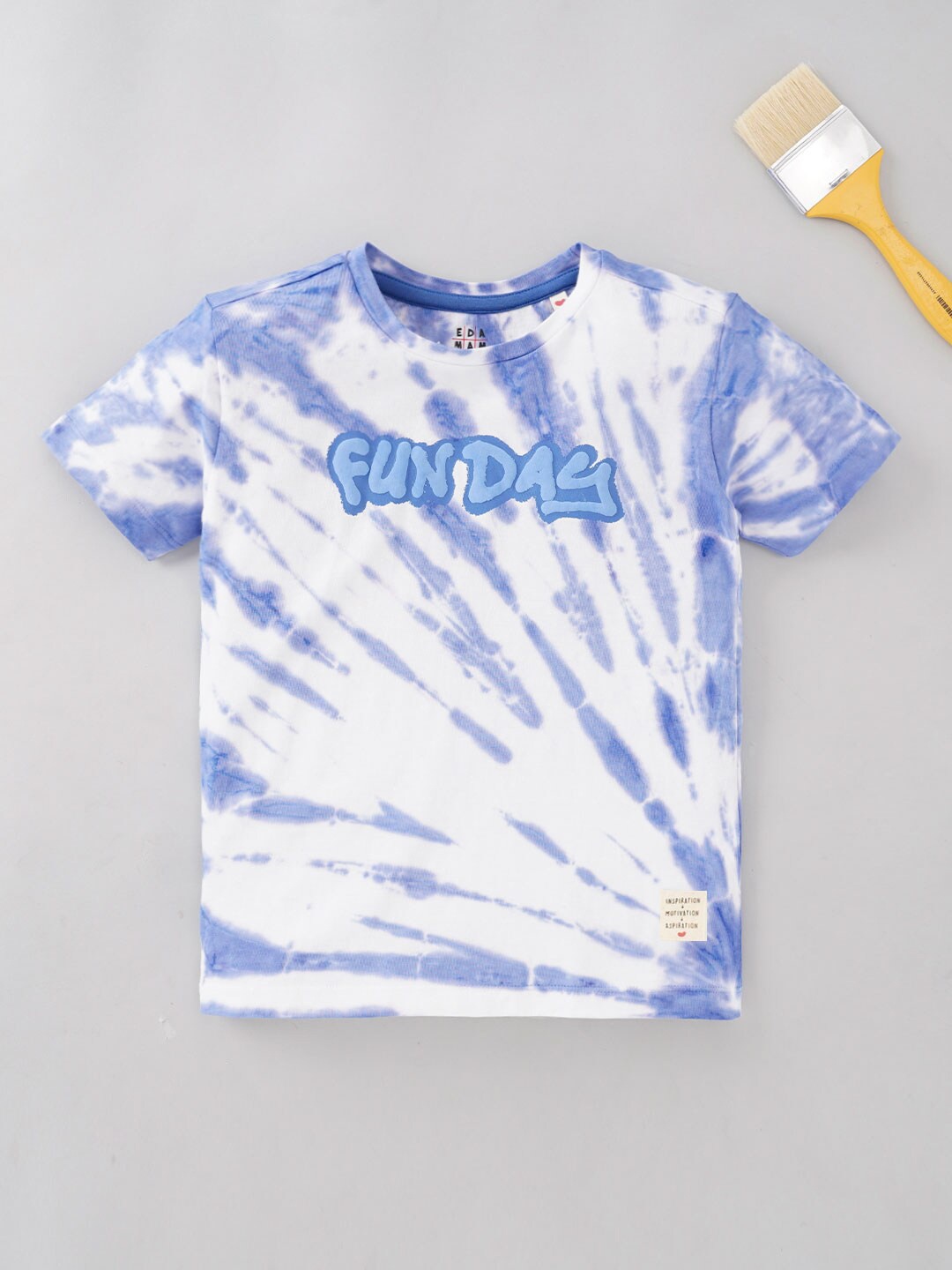 Ed-a-Mamma Boys Tie and Dye Round Neck Cotton T-shirt, Purple