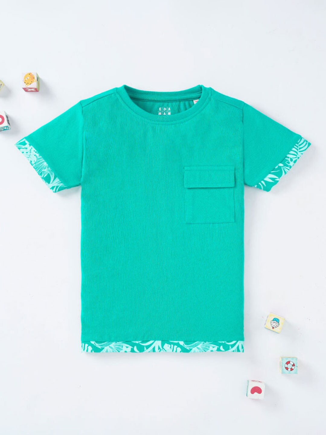 

Ed-a-Mamma Boys Round Neck Cotton T-shirt, Sea green