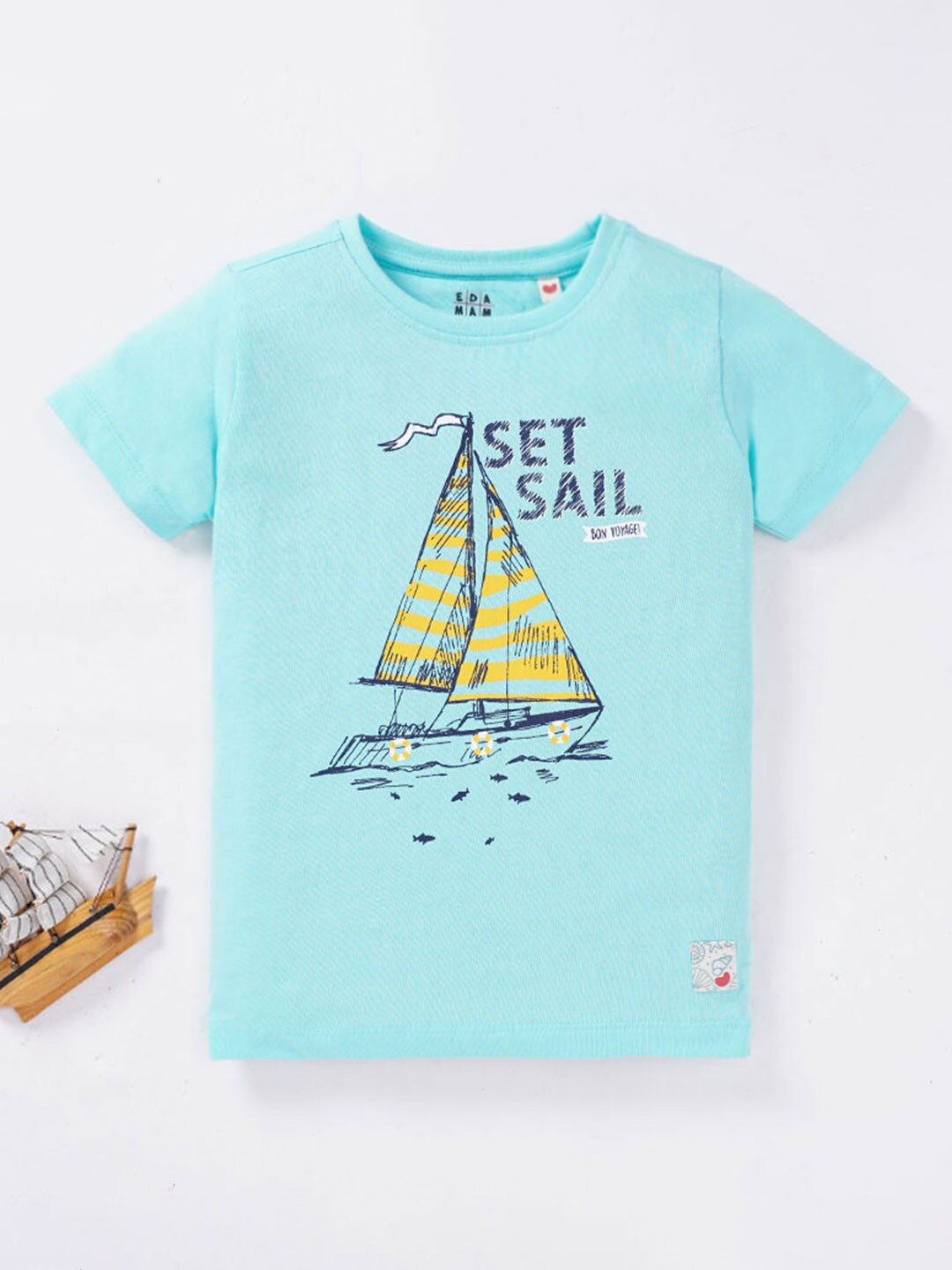 

Ed-a-Mamma Boys Graphic Printed Round Neck Cotton T-shirt, Blue