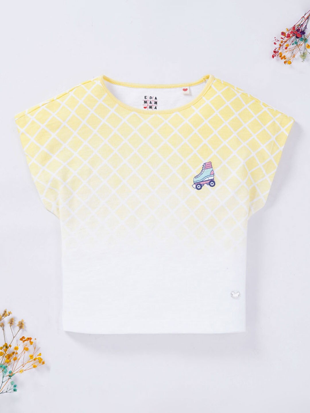 

Ed-a-Mamma Girls Geometric Printed Extended Sleeves Cotton T-shirt, Yellow