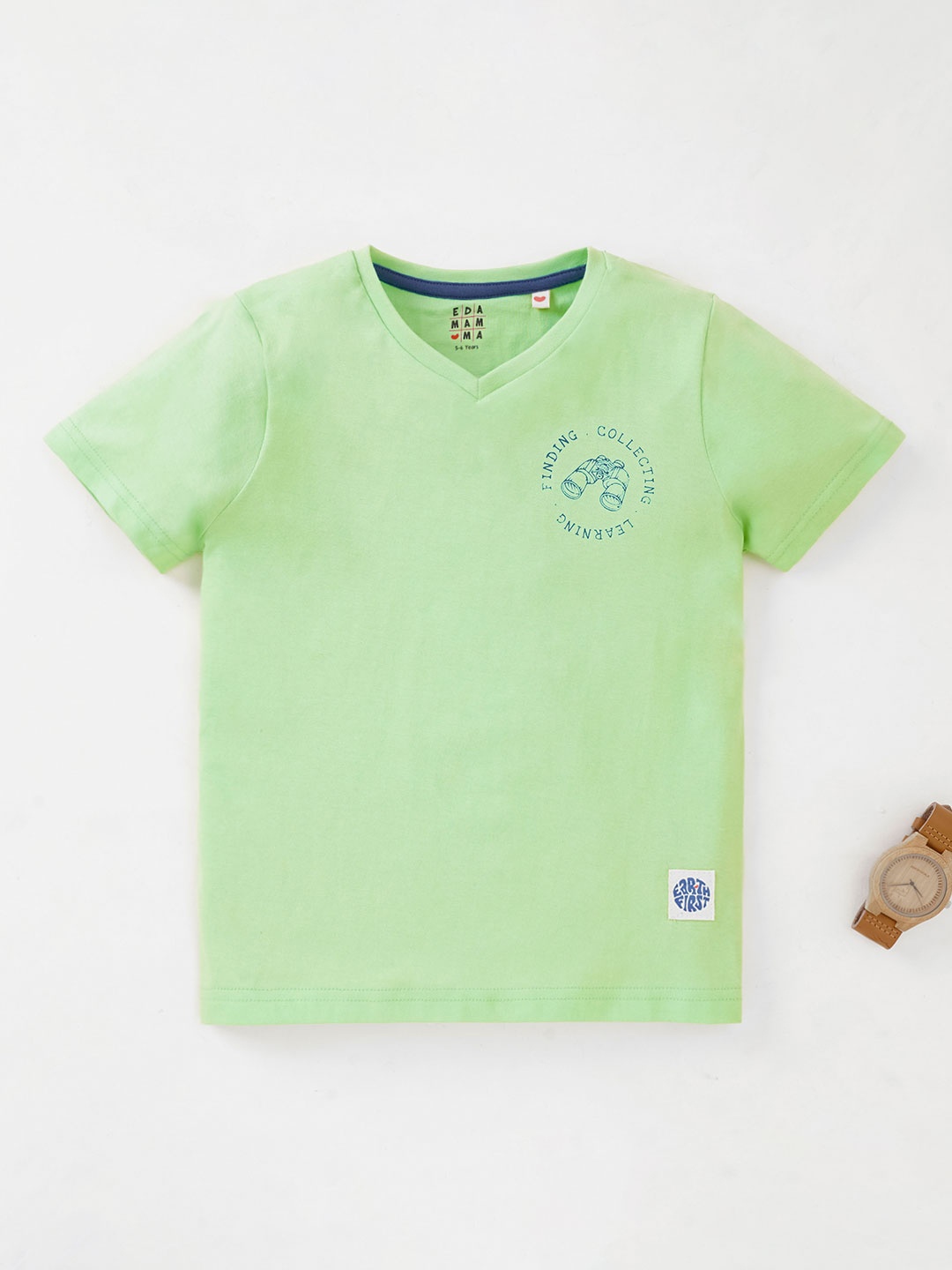 

Ed-a-Mamma Boys V-Neck Cotton T-shirt, Green