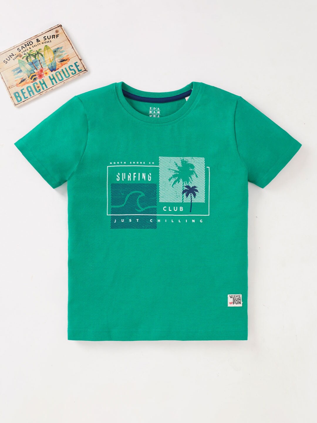 

Ed-a-Mamma Boys Graphic Printed Cotton T-shirt, Green