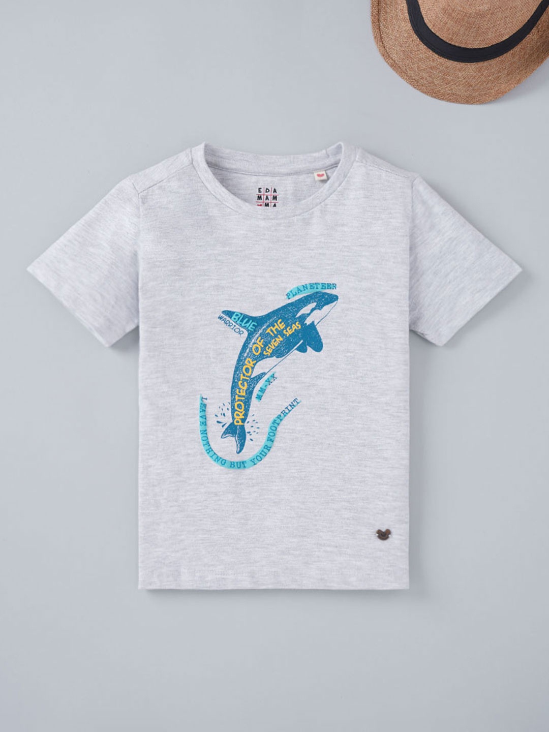 

Ed-a-Mamma Boys Graphic Printed Cotton T-shirt, Grey
