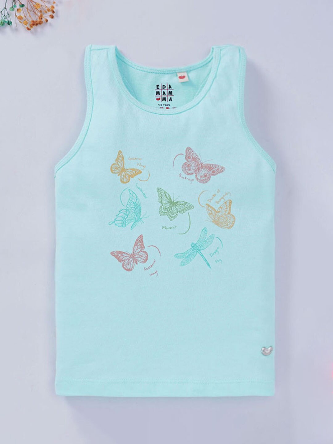 

Ed-a-Mamma Girls Graphic Printed Round Neck Sleeveless Cotton T-shirt, Blue