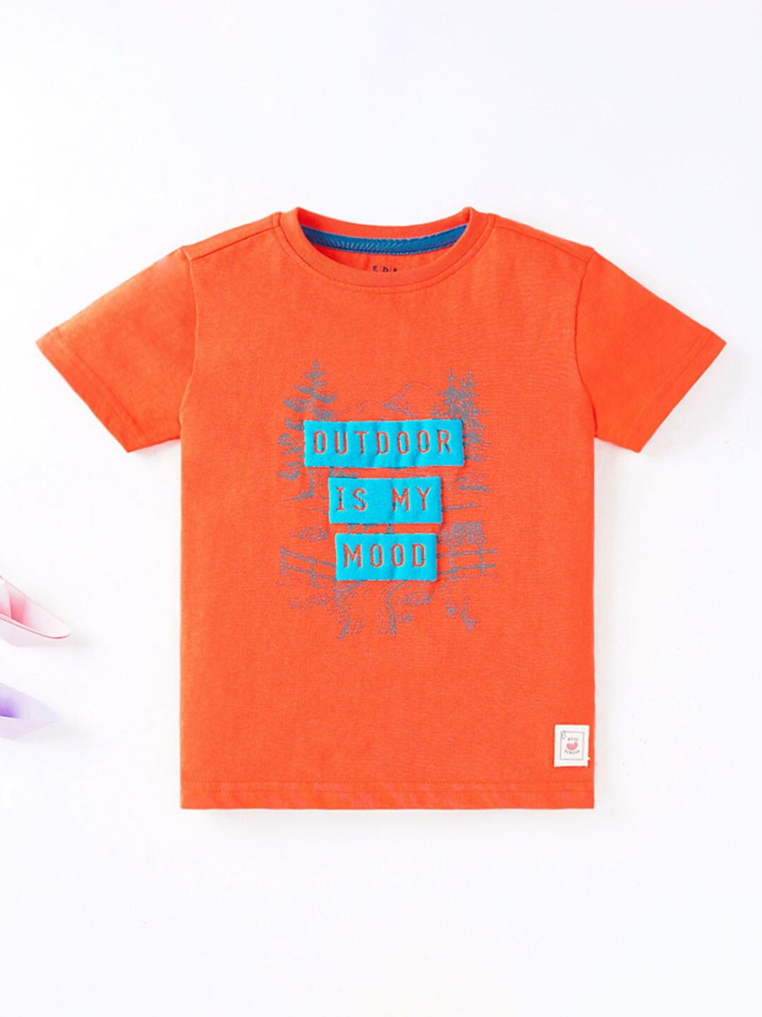 

Ed-a-Mamma Boys Typography Printed Round Neck Short Sleeves Cotton T-shirt, Orange