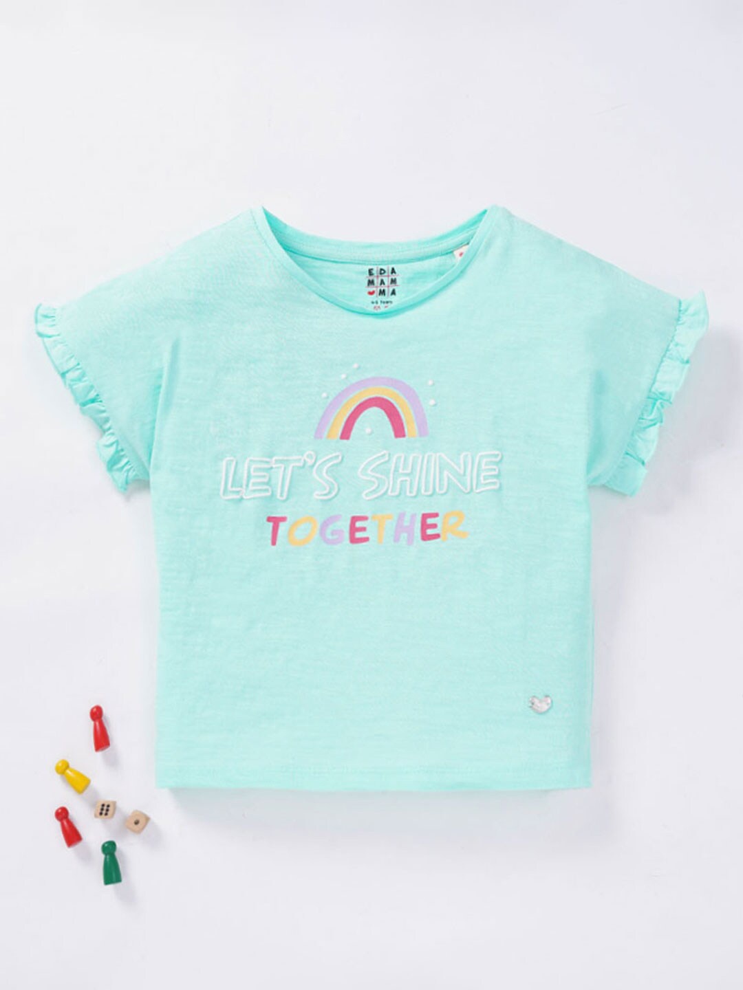 

Ed-a-Mamma Girls Typography Printed Cotton T-shirt, Blue